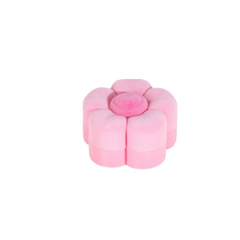 1/2pcs Flocked Flower Ring Box Earring Jewelry Box Jewelry Packaging Box Portable Jewelry Storage Box