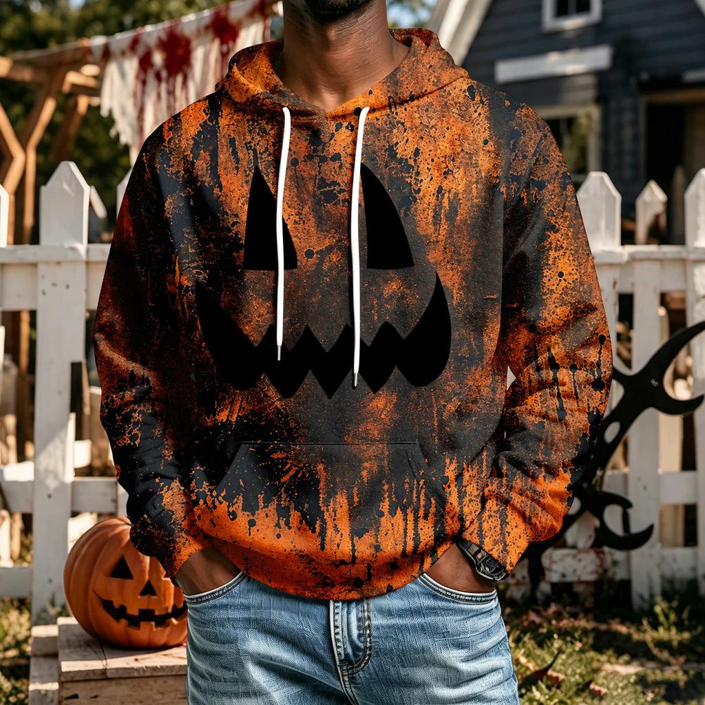 Men's Halloween Hoodie with Pocket, Casual Comfortable Pullover Sweatshirt for Everyday Wear
