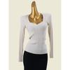 Foreign Trade Original Order Water Drop Square Collar Ice Silk Knit Western Style Sexy Black Bottoming Shirt