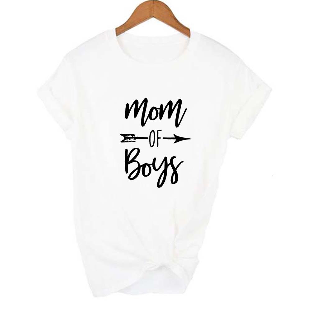 Mom Of Boys Graphic Tees Women Mom Life Tshirt Harajuku Aesthetic Streetwear Short Sleeve T