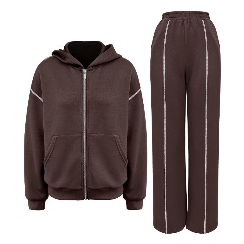 Women's Casual Slimming Thickened Sportswear: Warm 2-Piece Hooded Jacket Set