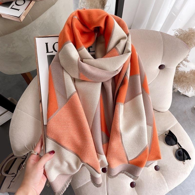 Summer new irregular splicing double-sided autumn and winter warm imitation cashmere outer shawl scarf scarf women