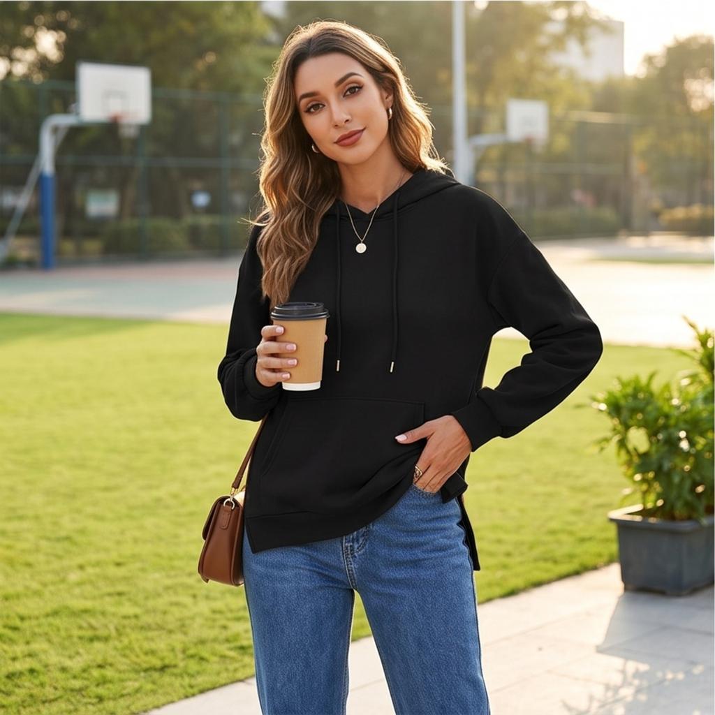 Women's Casual Long Sleeve Hoodie with Drawstring