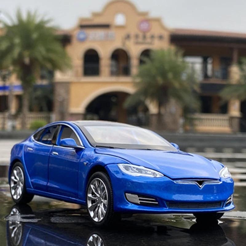 1:32 Model S Model 3 Model X Alloy Car Model Diecast Metal Toy Vehicles Car Model Simulation Sound and Light Kids Toy Gift