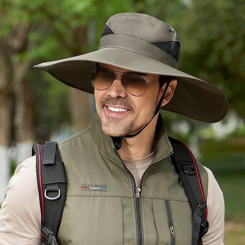 Solar-Powered Wide-Brim Hat with Fan & Face Shield for Outdoor Cycling, Fishing & Sun Protection