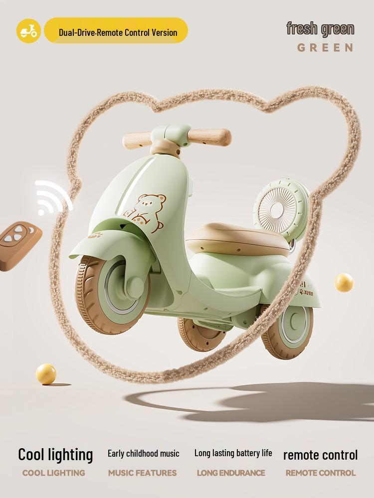 Elektrisches Dreirad-Motorrad für Kinder mit Fernbedienung und Lichtern für Jungen & Mädchen - Mulan Auto