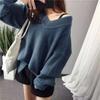 Casual V-neck Loose Pullover Knitted Women Sweater Autumn and Winter Fashion Bottoming Shirt Elegant Office Ladies Long Sleeve Sweater Solid Color Top