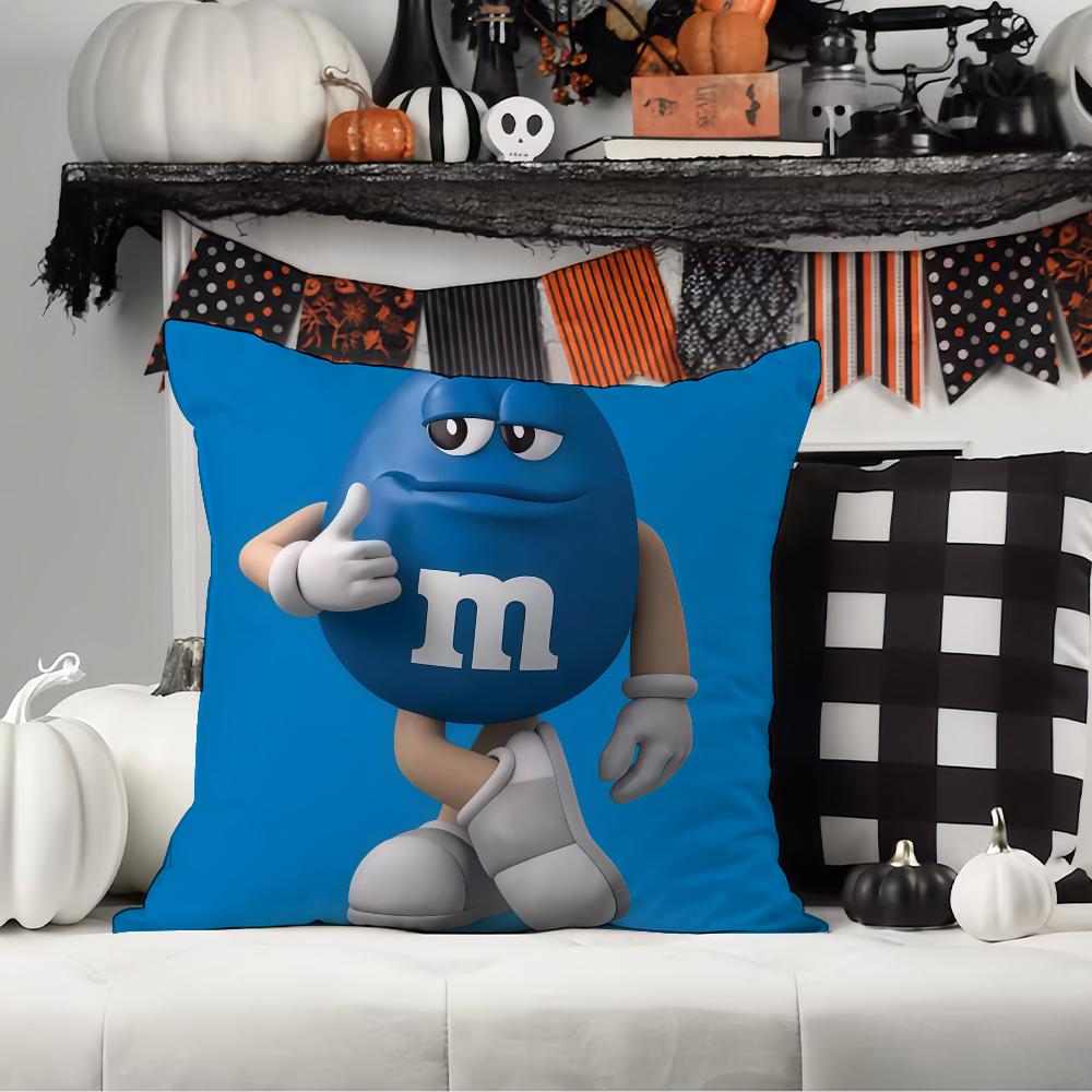 C-Chocolate Beans M-M And M-M'S Pillow Case Office Cushions Suitable For Sofa Car Bedroom Decorative Cushion Cover