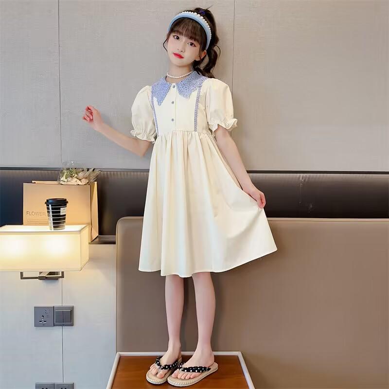 Stylish Girls' Summer Princess Dresses - Trendy Lapel Skirts for Kids