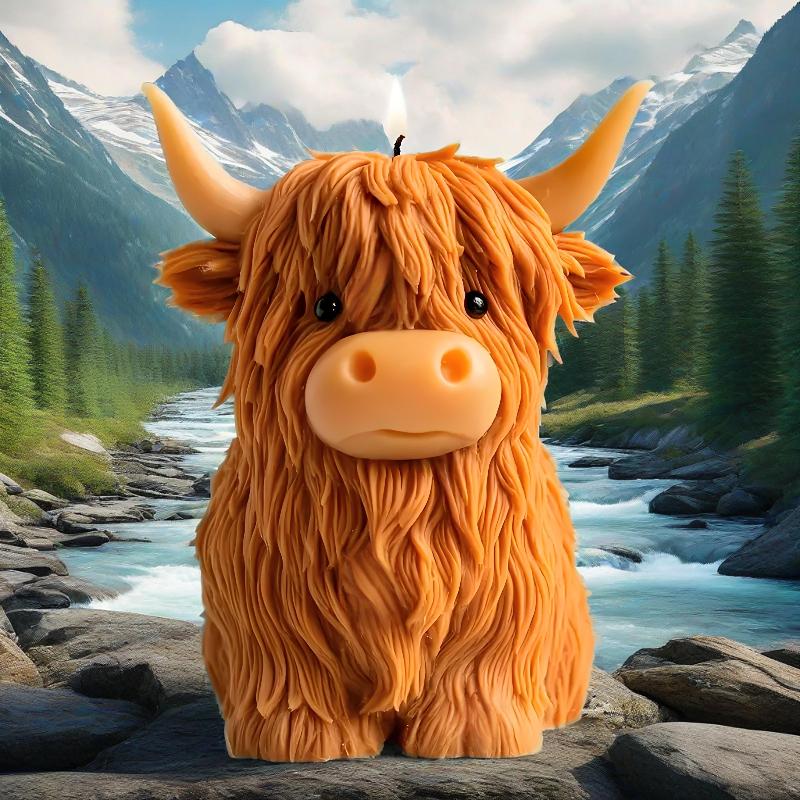 1pcs Animal Shaped Reusable Mold for DIY Handmade Candles Highland Cow Silicone Candle Mold Plaster & Resin Crafts