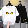 Summer T-shirt Boys and Girls Red Casual Shorts Set Printed Children's Short-sleeve Top