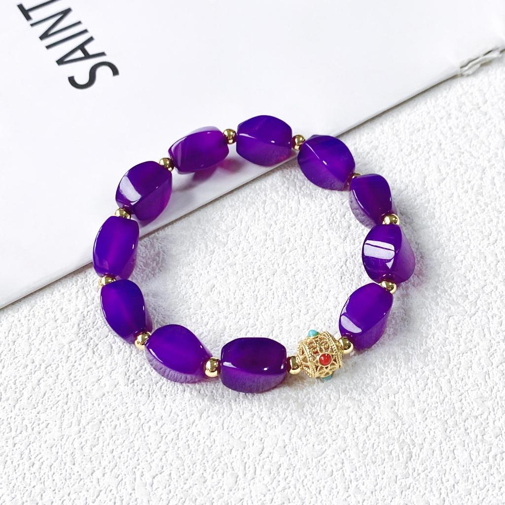 Qianjing Wanma Purple Agate Beaded Women's Bracelet - Custom DIY Twist Jewelry.