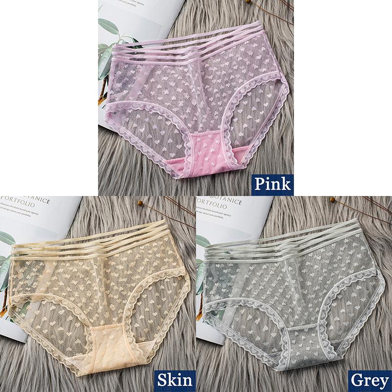 3pcs Sexy Lace Transparent Panties for Women Underwear Fashion Panty Lingerie Breathable Hollow Out Briefs Female Underwear