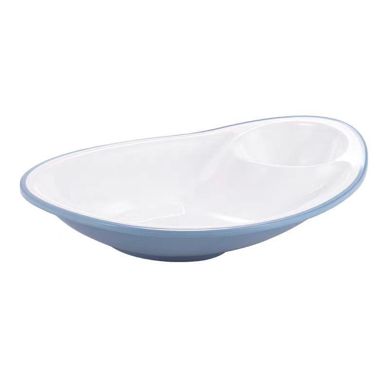 Melamine Divided Plate with Vinegar Dish for Dumplings, Shrimp, Cold Dishes, Snacks.