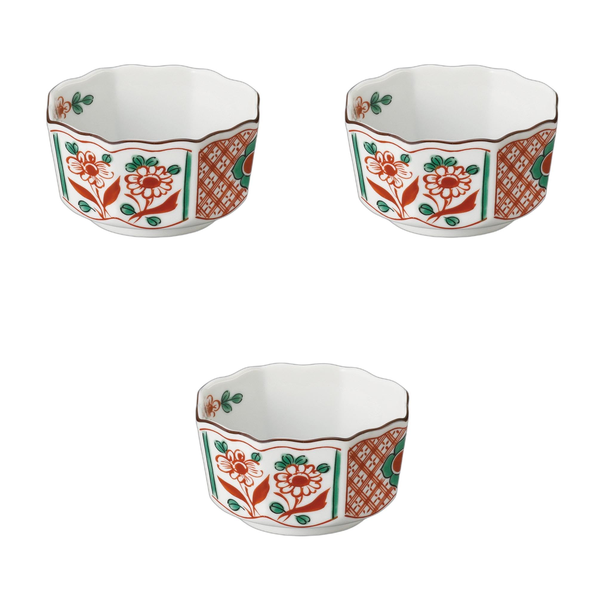 

Сетомонохонпо (Набор из 3 шт.) Шондзуй Восьмиугольные Маленькие Миски, окрашенные в красный цвет [10,2 x 5,6 см] | Маленькие Керамические Миски