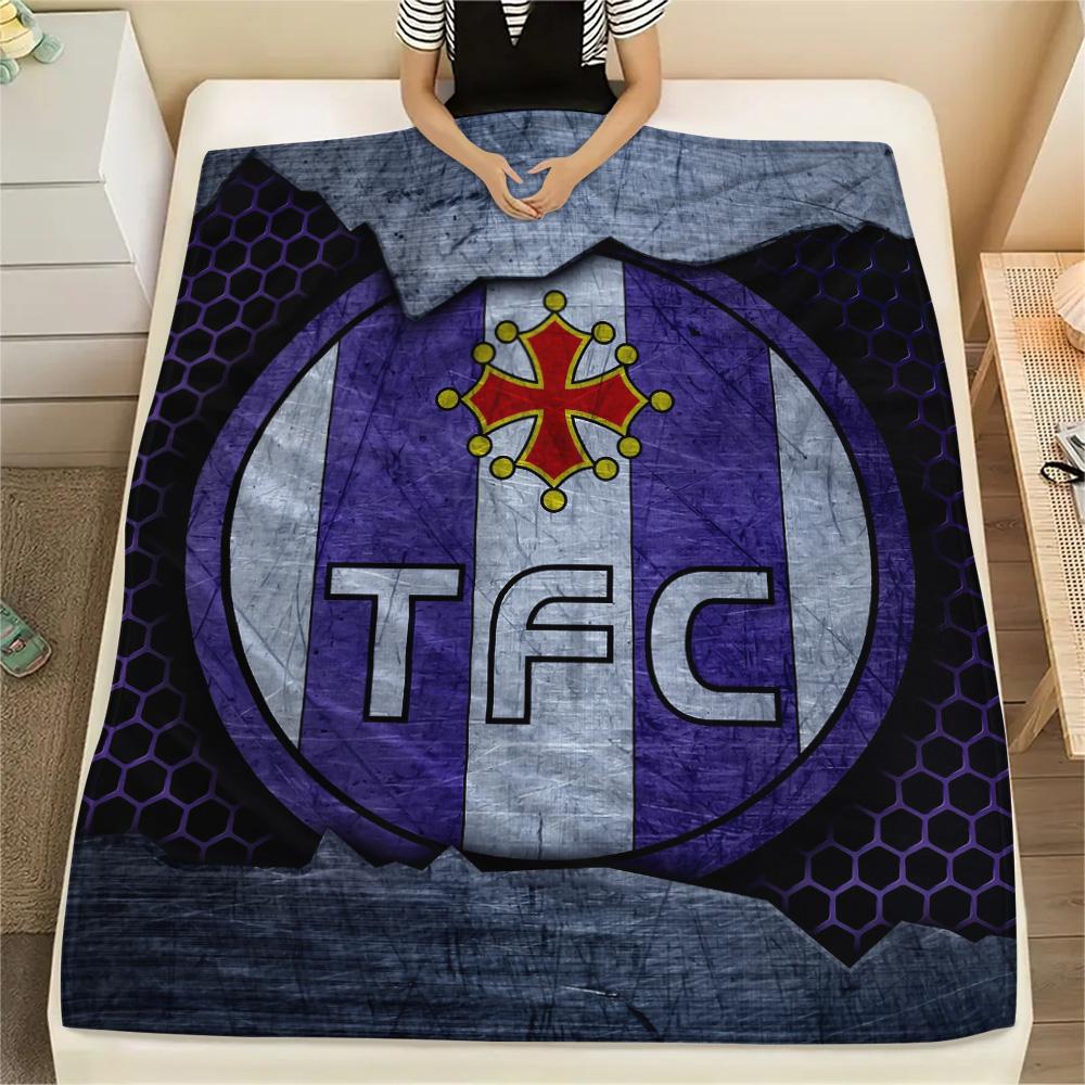 Toulouse Football Club Flanelldecke mit Aufdruck, Hohe Qualität, Bequem für alle Jahreszeiten, Heimdekoration, Wärme und Komfort