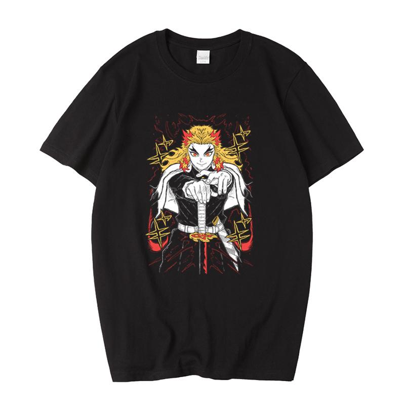 Rengoku Kyoujurou T-shirts Anime T-shirt Cotton Summer Short Sleeve Oversized T-shirts Funny Streetwear Unisex