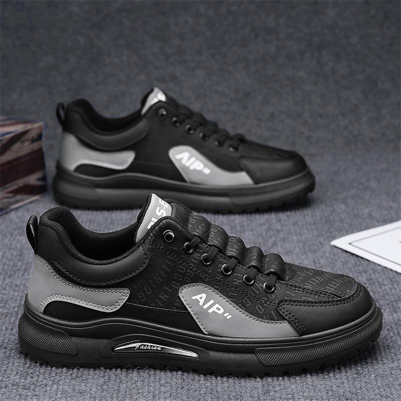 

2024 новая спортивная обувь мужская повседневная кожаная обувь на одной педали, трендовые молодежные лоферы для ленивых, обувь для вождения 44 черный серый