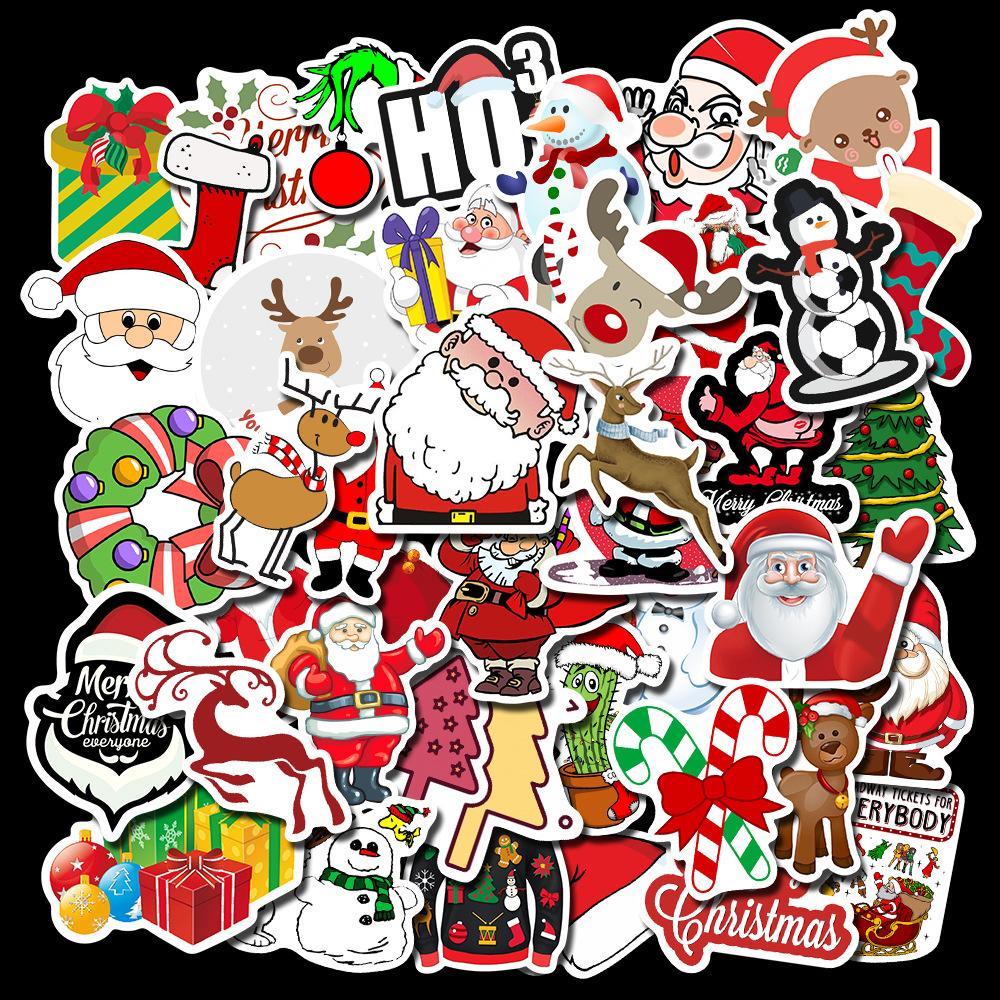 50 Christmas Themes No Repeat Suitcase Stickers Waterproof Graffiti Travel Case Stickers Gifts