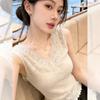 Light ripe wind V-neck lace knitted vest women's spring and summer slim-fitting gentle wind inner bottoming shirt sleeveless top