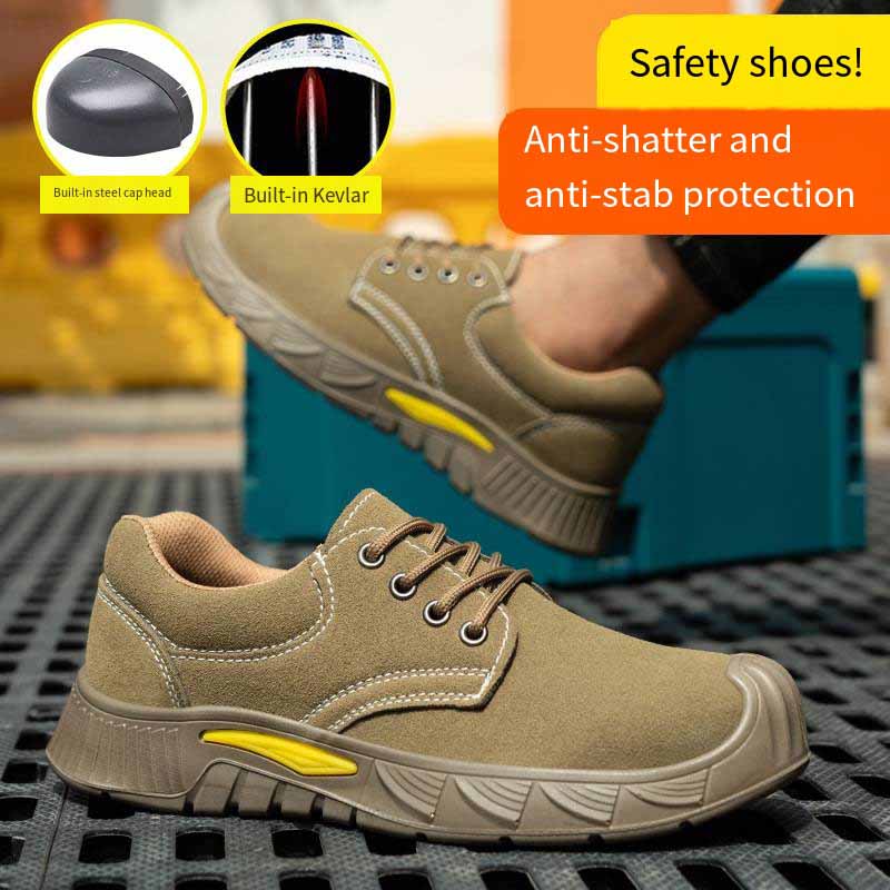 

Oulylan Breathable Anti Crush Piercing Lightweight Wear Resistant Leather Safety Shoes Electric Welding Protection Work Shoes 46