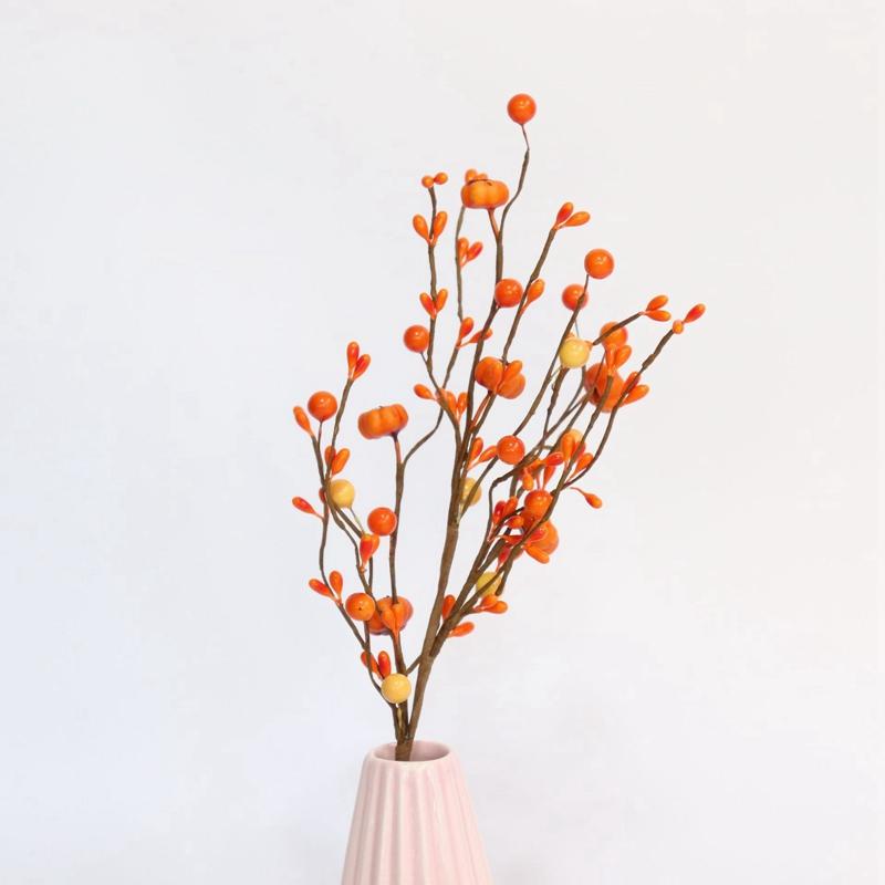 Thanksgiving Harvest Decoration Accessories Artificial Maple Leaf  Berry Stems Fake Flower Plants Centerpieces For Tables