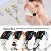 Pulseira com Pedras Strass para Huawei Fit3/Fit4/4Pro - Design de Corrente com Links de Coração e Trevo