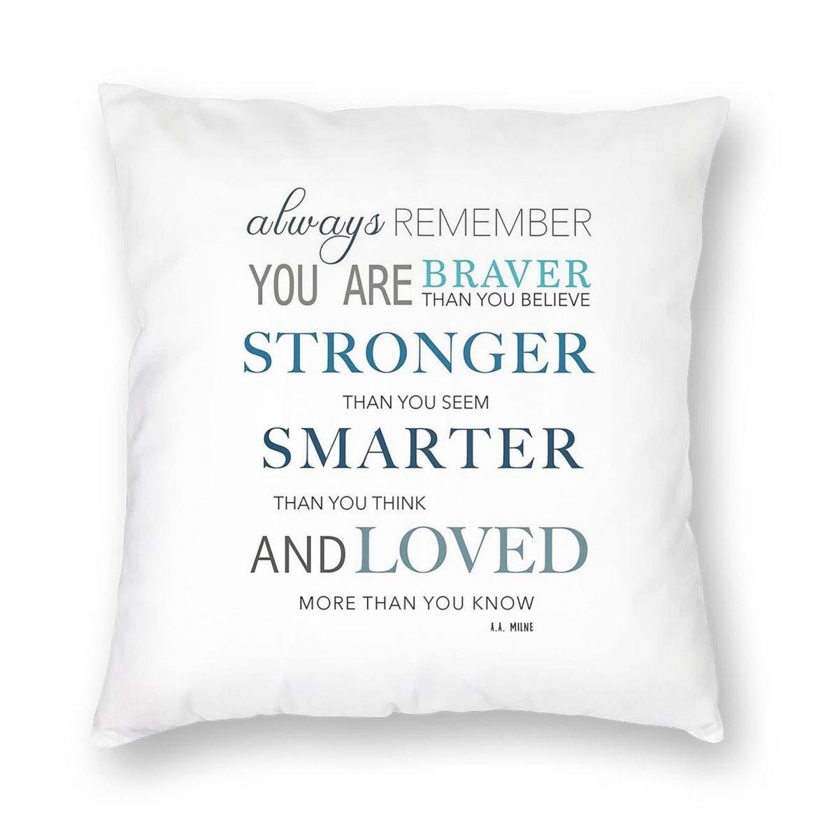 Braver Stronger Smarter Square Pillowcase Polyester Linen Velvet Pattern Zip Decor Throw Pillow Case Home Cushion Cover 45X45 Peach skin 18*18(CM)-1Pcs