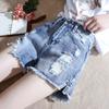 Women Ripped Denim Shorts High Waist Summer Fashion Versatile Casual Pants