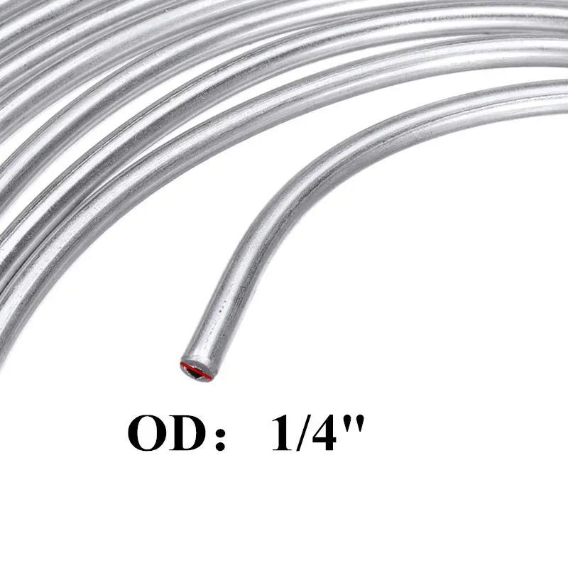 25ft 7.62M Car Roll Tube Coil of 1/4" OD Steel Zinc Brake Pipe Hose Line Piping Tube Tubing Anti-rust + 16PCS Tube Nuts Fittings