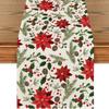 Festive Snowman Christmas Tree Table Runner Home Kitchen Dining Tablecloth for Party Decoration