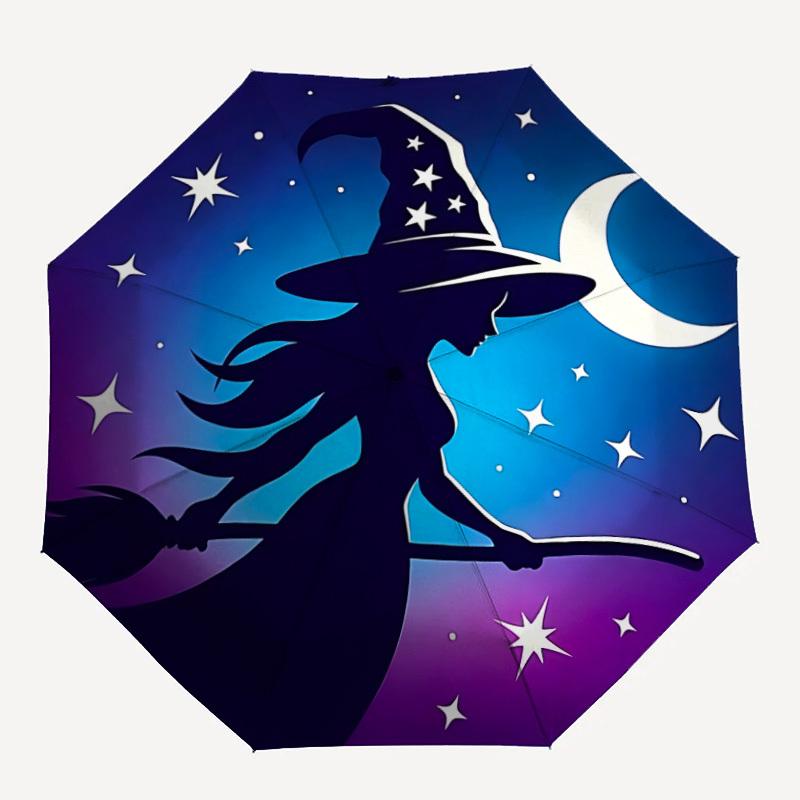 

1pc Witch Moon Automatic Folding Umbrella - Compact 8-Rib Design, Durable Plastic & Iron, Lightweight for Outdoor Daily Use260