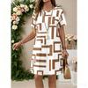 Summer Women's Fashionable Round Neck Short Sleeved Dress, Casual Outdoor Street Wear, Daily Clothing