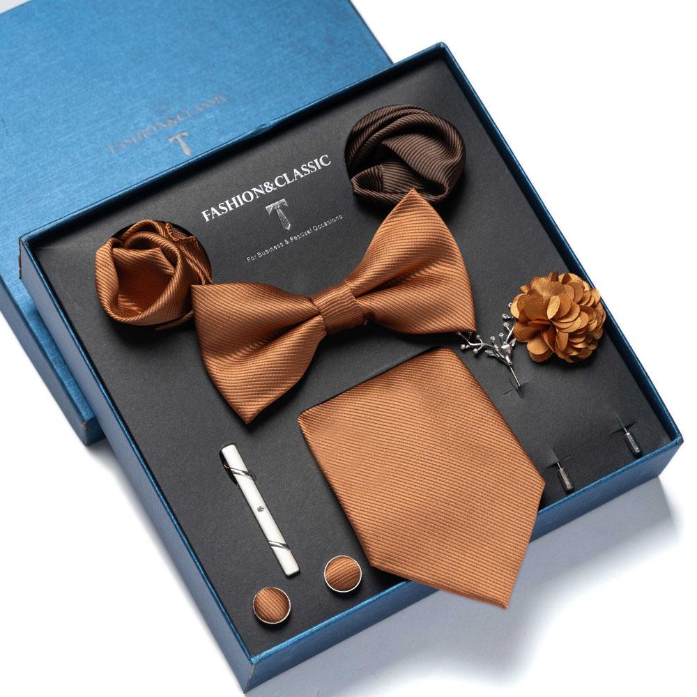 8-Piece Men's High-Grade Tie Set with Gift Box for Weddings and Formal Events