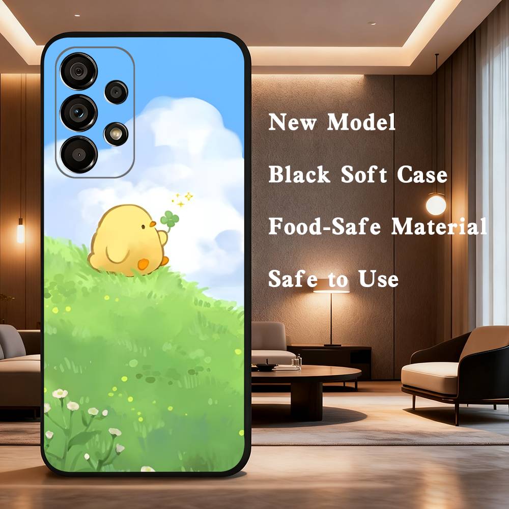Cute Little Yellow Duck Case For Samsung Galaxy A73,52,71,53,32,72,41,J7,22,Note,31,8,9,Soft Black Silicone Cover