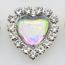 Mini 16mm(4/10 Inch) 10pcs Heart Acrylic Rhinestone Buttons DIY Hair Accessory Wedding Initiation Ribbon Decoration