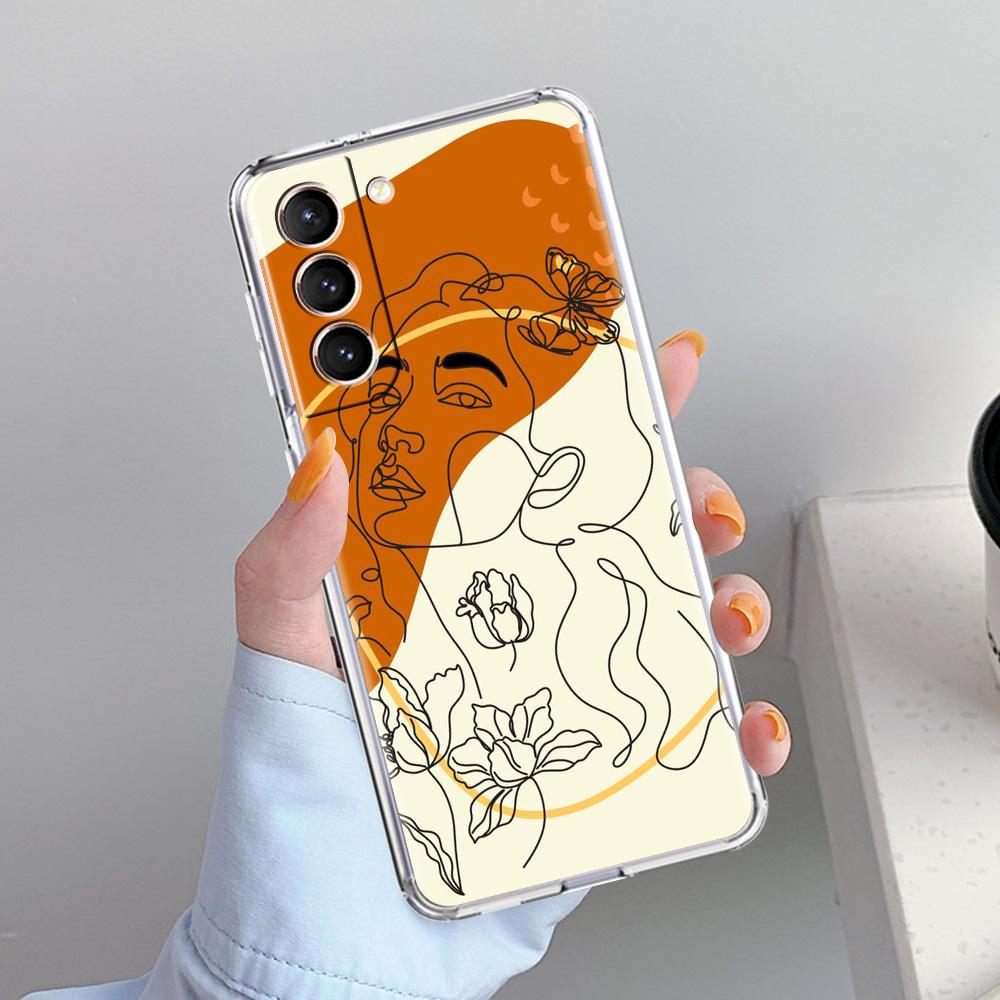 Phone Case For Samsung Galaxy S26 S25 S24 S23 S22 Ultra S20 S21 FE 5G Plus Soft Clear Cover One Line Art