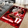 Soccer Star Area Rug, Michael Olise Bayern Munich 17 Red Stars Grunge Crest Print, Football Fan Bedroom Decor, Non-Slip Mat