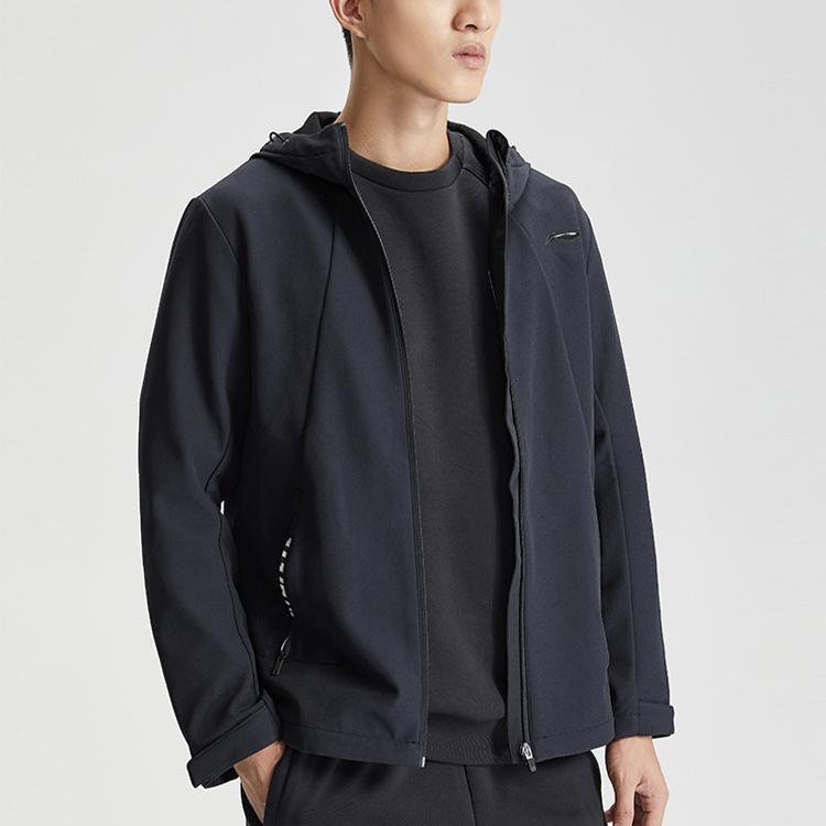Li-Ning Fleece-Lined Slim Fit Sports Jacket Men Jackets Standard-Black AFDQ703-1