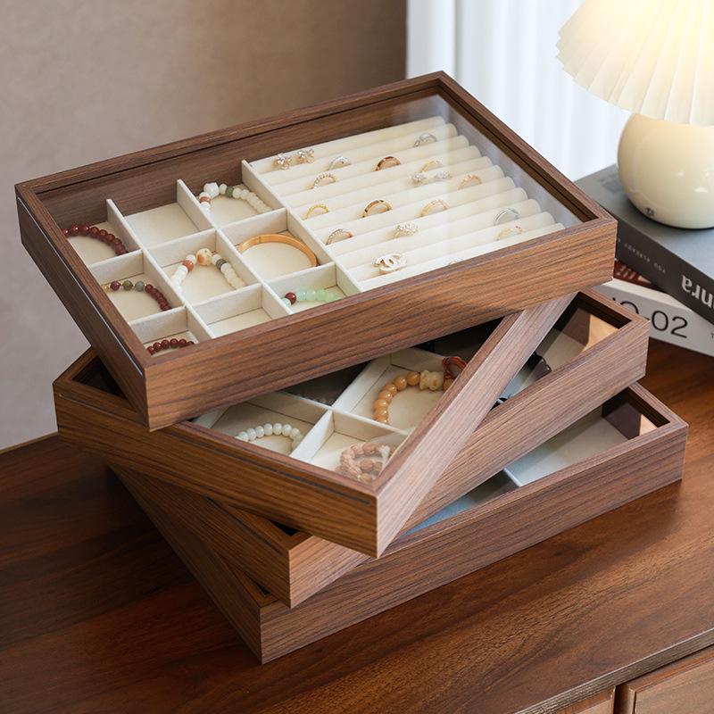Wood Grain Beaded Bracelet and Jewelry Display Box for Bracelets, Bangles, and Crystals.