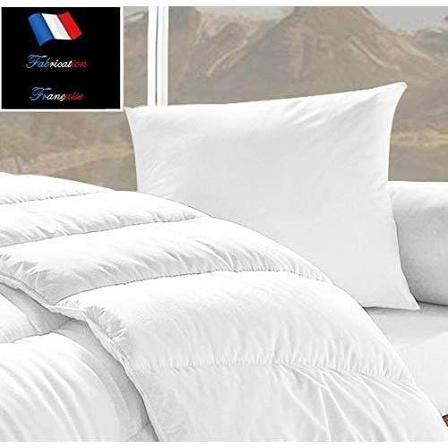 Couette - FABRICATION FRANCAISE - 140 x 200 cm - 450 gr/m² - 1 place - Oreiller 60 x 60 cm