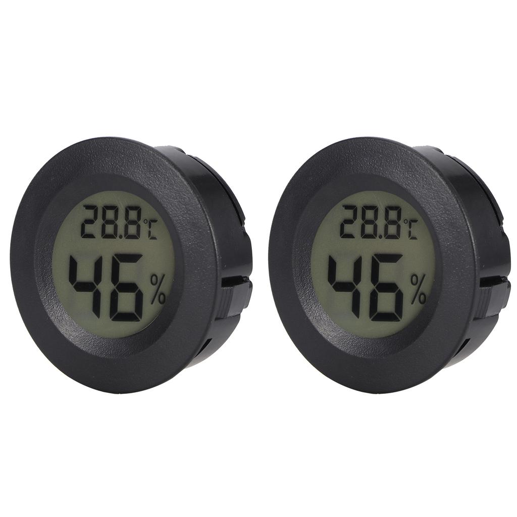 2PCS Mini Digital LCD Thermometer Hygrometer Round Shape Temperature Humidity Meter for Reptile Box