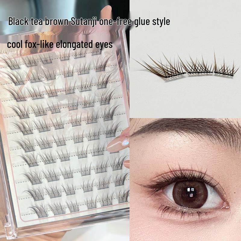 

Mengduo Princess Glue-Free Black Tea Brown Su Daji Natural Fox-Eye False Eyelashes