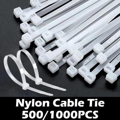 500/1000 PIÈCES Autobloquant Plastique Nylon Câble Blanc 200mm Anneau de Fixation de Câble 150mm Câble 300mm Enveloppes Zip Sangle Attache