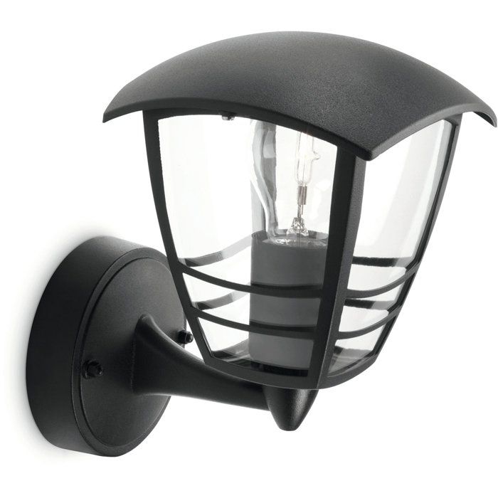 Philips Creek Metall-Außenwandleuchte H20cm Schwarz - Glühlampe - Gebogenes Design