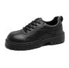 Men's black business casual leather shoes big head derby niche low top thick sole height increasing men's shoes