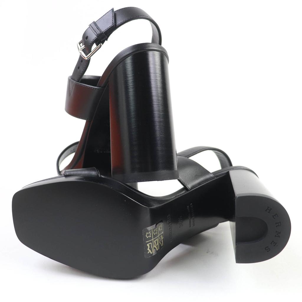 Hermes Sandalen Ilona Kelly Schnalle Leder schwarzes Leder Damen 36.5 Gebraucht