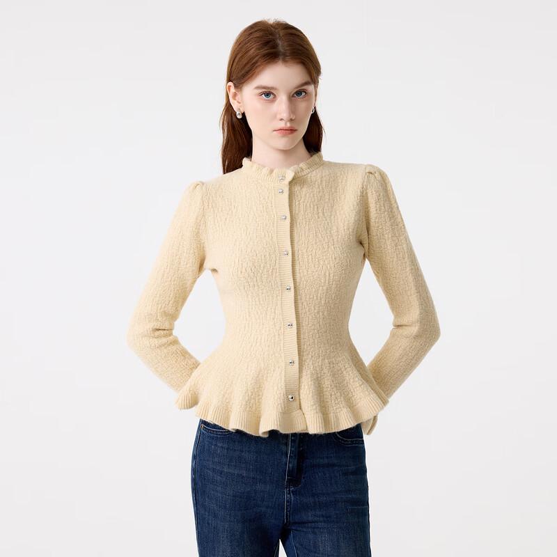 FivePlus Women's Frilled Collar Slim Knit Cardigan