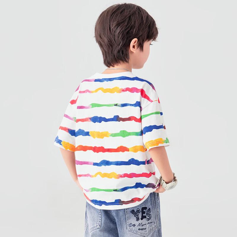 Boys' Tie-Dye Rainbow Stripe Cool-Touch Cotton T-Shirt