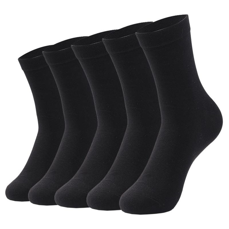 5 Pairs Pure Color High Quality Women and Men Cotton Socks Soft Breathable Antibacterial Black Business Men Socks